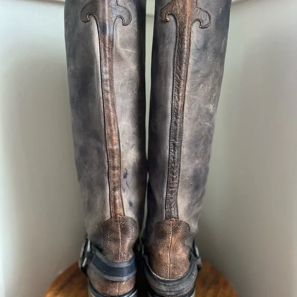 Distressed “Judgement” Tall Harness Moto Leather Boots - Steve Madden - Picture 2 of 16